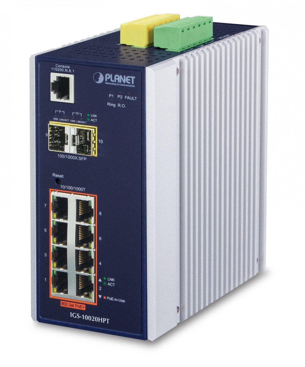 PLANET IGS-10020HPT Switch gestionat L2+ 8×Gigabit + 2×SFP 802.3at PoE+ – PLANET IGS-10020HPT