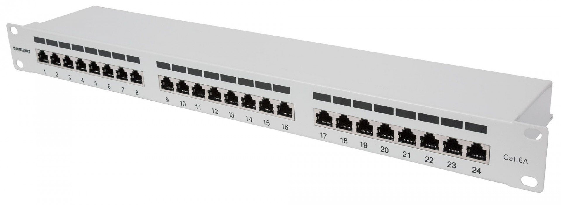 Intellinet 720854 – Intellinet 24-Port Cat6a FTP 1U Patch Panel Intellinet 24-Port Cat6a FTP 1U Patch Panel – Intellinet 720854