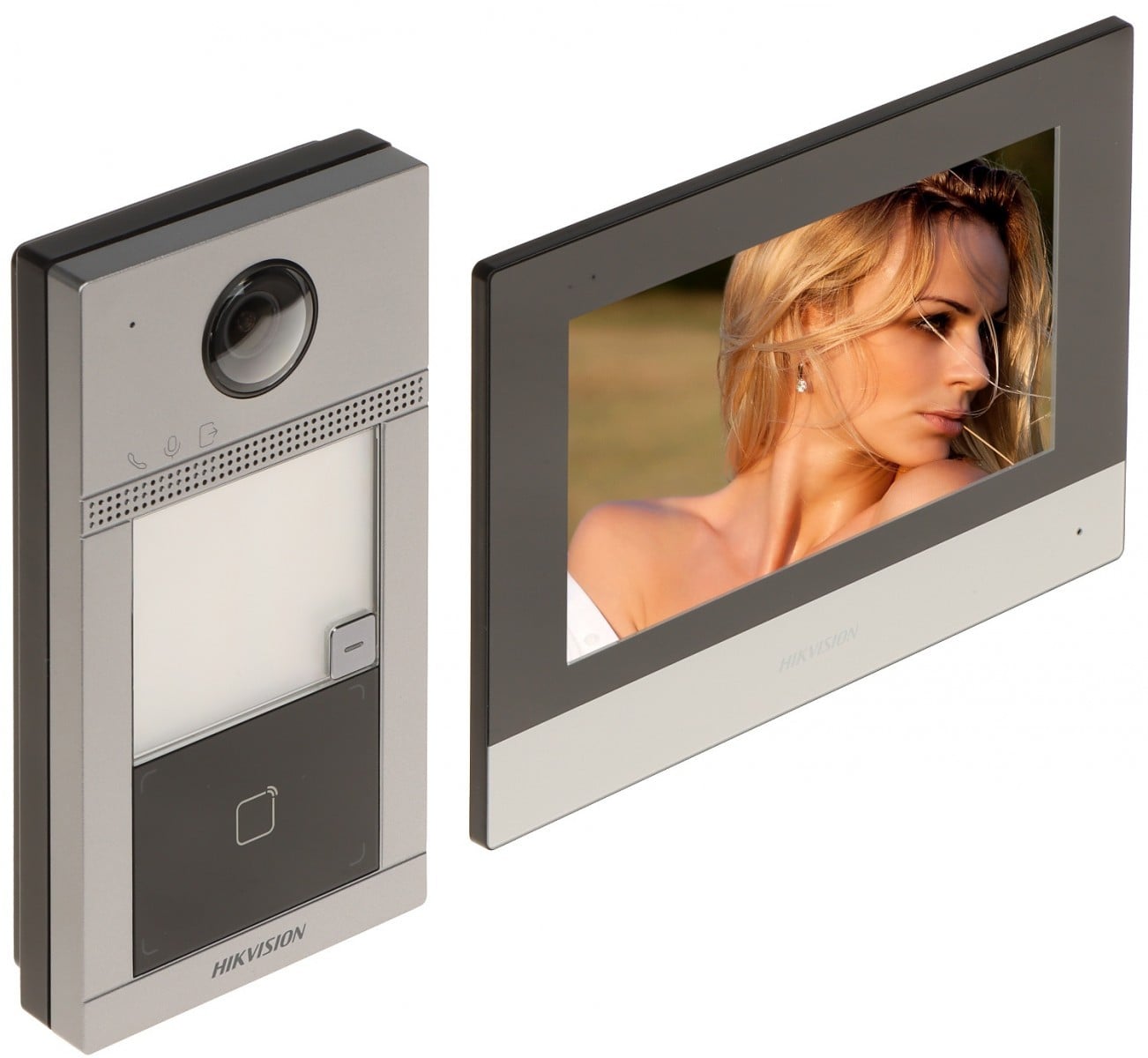 KIT videointerfon pentru o familie, Wi-Fi 2.4Ghz, monitor 7 inch - Hikvision DS-KIS604-S(C) – HIKVISION DS-KIS604-S(C)