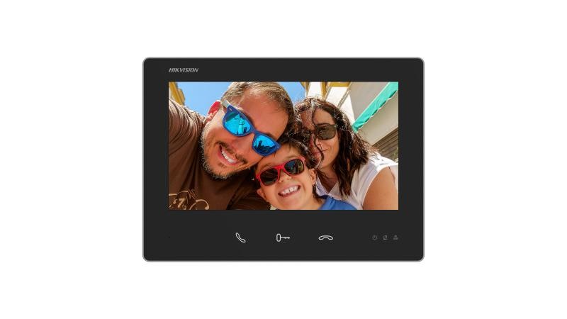 Monitor videointerfon HD pe 2 fire, ecran tactil 7 inch, 1024×600, negru, Hikvision - DS-KH7300EY-TE2 – HIKVISION DS-KH7300EY-TE2