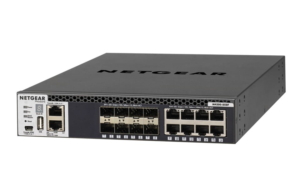NETGEAR M4300-8X8F Switch Fully Managed L3 16×10G (8×10GBASE-T + 8×SFP+) Rack 1U – Netgear XSM4316S-100NES