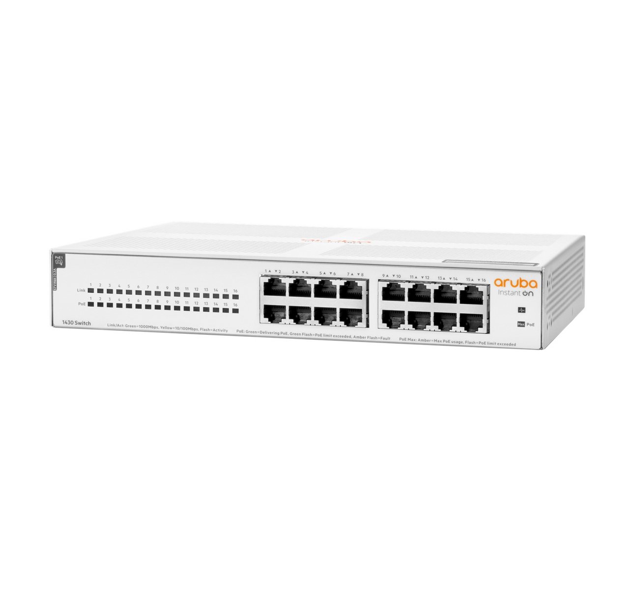 R8R48A | HPE | HPE Aruba Instant On 1430 Unmanaged 16G PoE+ 124W Switch HPE Aruba Instant On 1430 Unmanaged 16G PoE+ 124W Switch