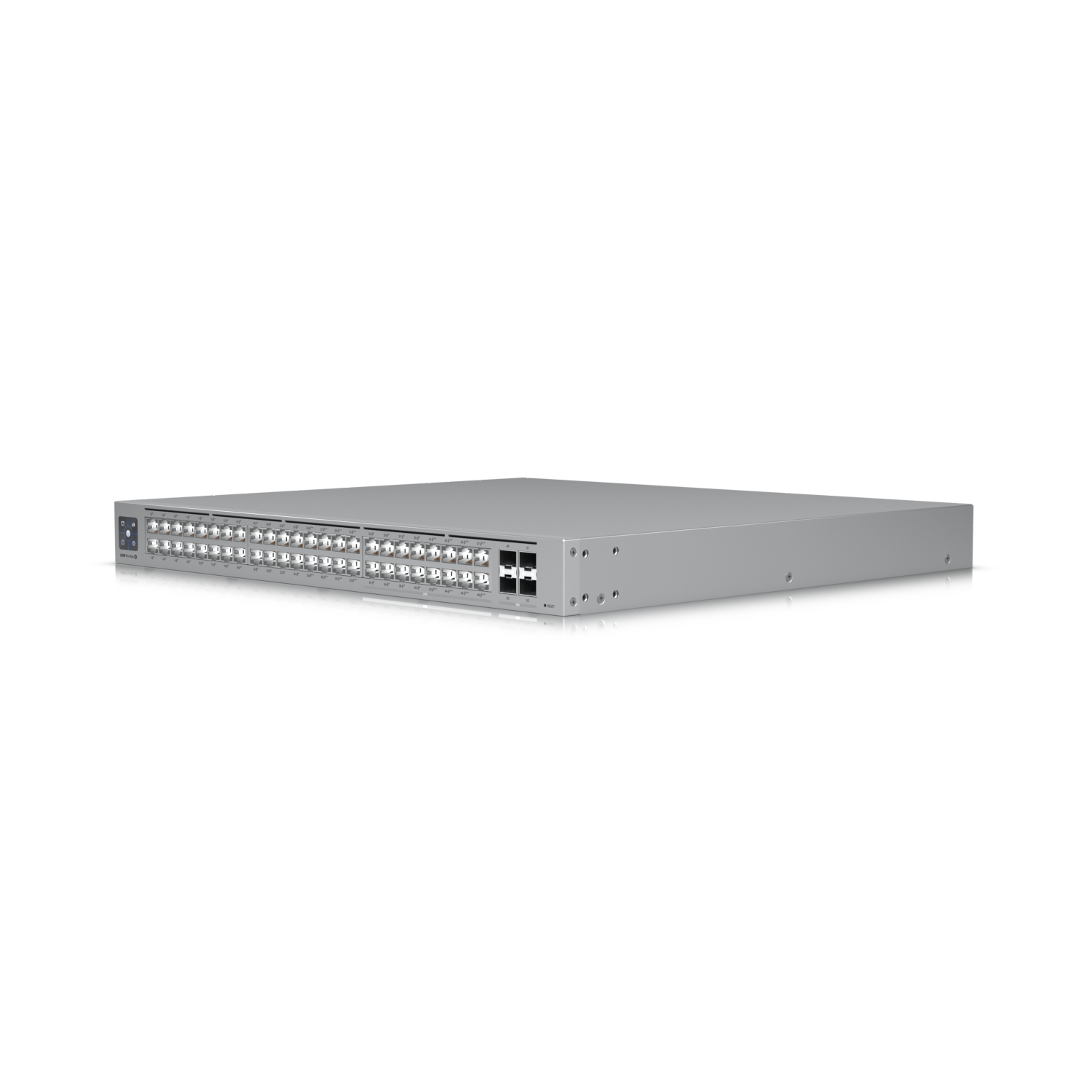 Ubiquiti USW-Pro-Max-48-PoE Switch UniFi cu 48 de porturi multi-gigabit PoE++, cu funcții layer3 și etherlighting.