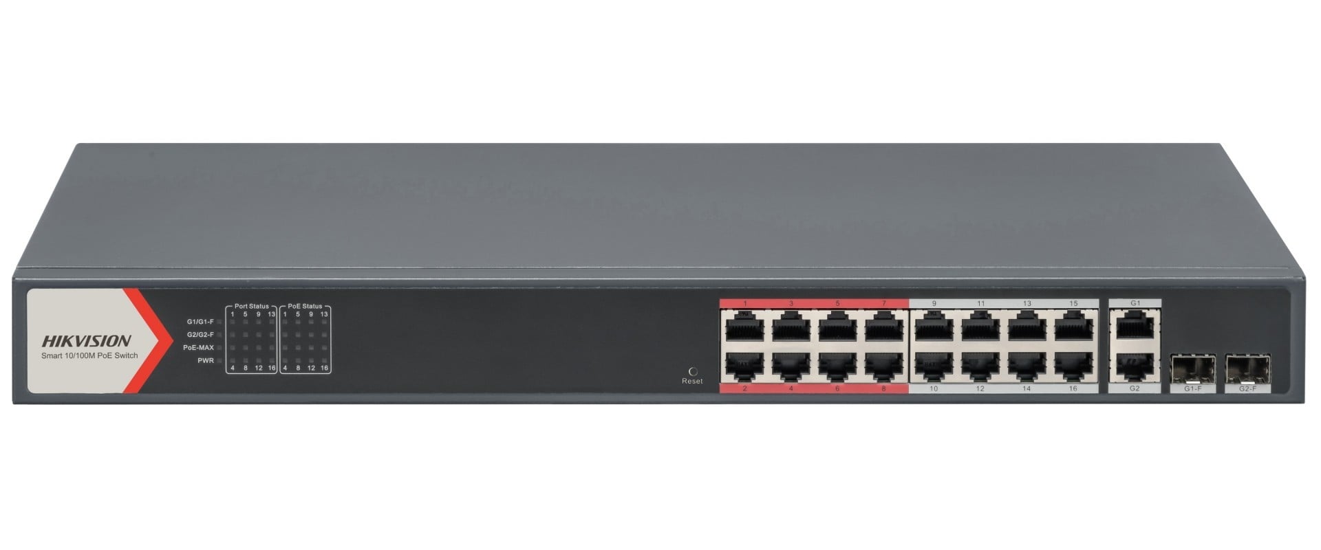 Switch PoE Hikvision Smart Managed, 16 porturi PoE, Fast Ethernet, DS-3E1318P-EI(B) – HIKVISION DS-3E1318P-EI(B)