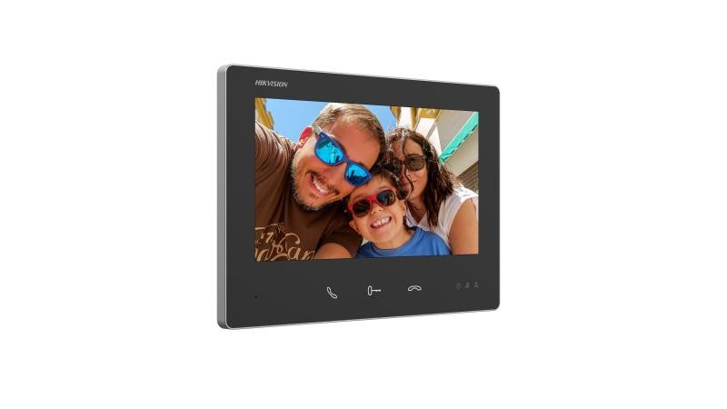 Monitor videointerfon HD pe 2 fire, ecran tactil 7 inch, 1024×600, negru, Hikvision - DS-KH7300EY-TE2 – HIKVISION DS-KH7300EY-TE2