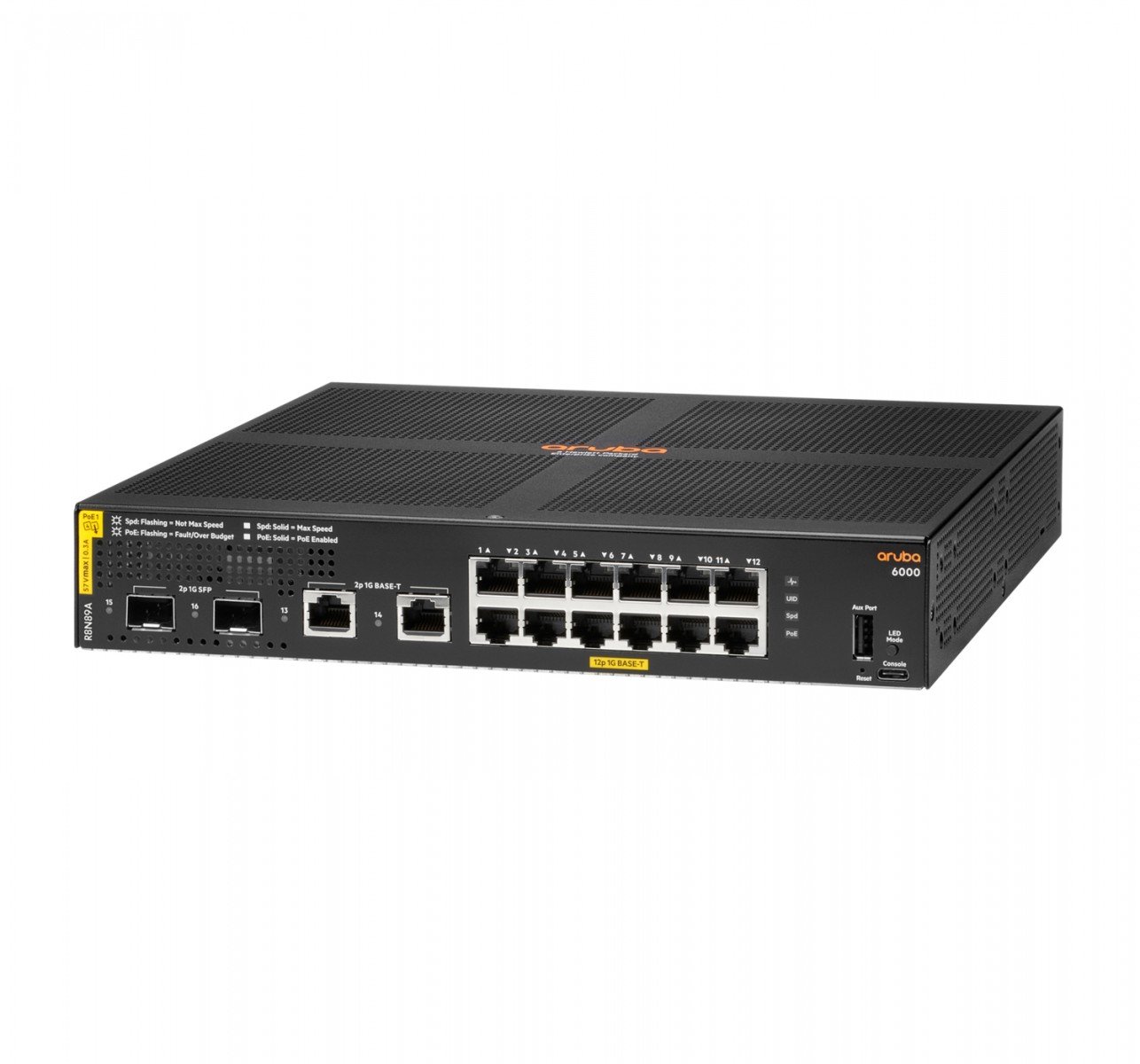 HPE R8N89A – HPE Aruba 6000 Managed 12G 2SFP PoE+ 139W Switch HPE Aruba 6000 Managed 12G 2SFP PoE+ 139W Switch – HPE R8N89A