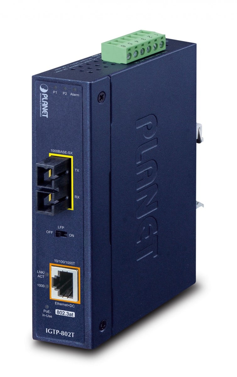 PLANET IP30 Industrial 10/100/1000BA convertoare media pentru rețea 1000 Mbit/s Albastru