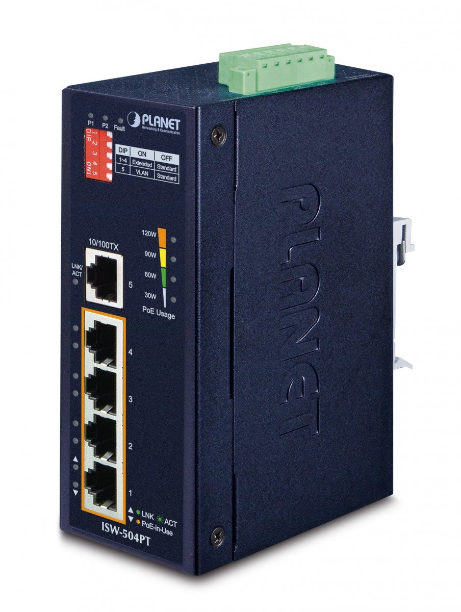 PLANET ISW-504PT switch-uri Fara management L2 Fast Ethernet (10/100) Power over Ethernet (PoE) Suport Negru