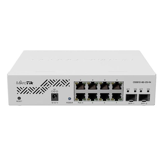 CSS610-8G-2S+IN | Mikrotik | Smart Switch, 8 x Gigabit, 2 x SFP+ 10Gbps - Mikrotik CSS610-8G-2S+IN Smart Switch, 8 x Gigabit, 2 x SFP+ 10Gbps - Mikrotik CSS610-8G-2S+IN
