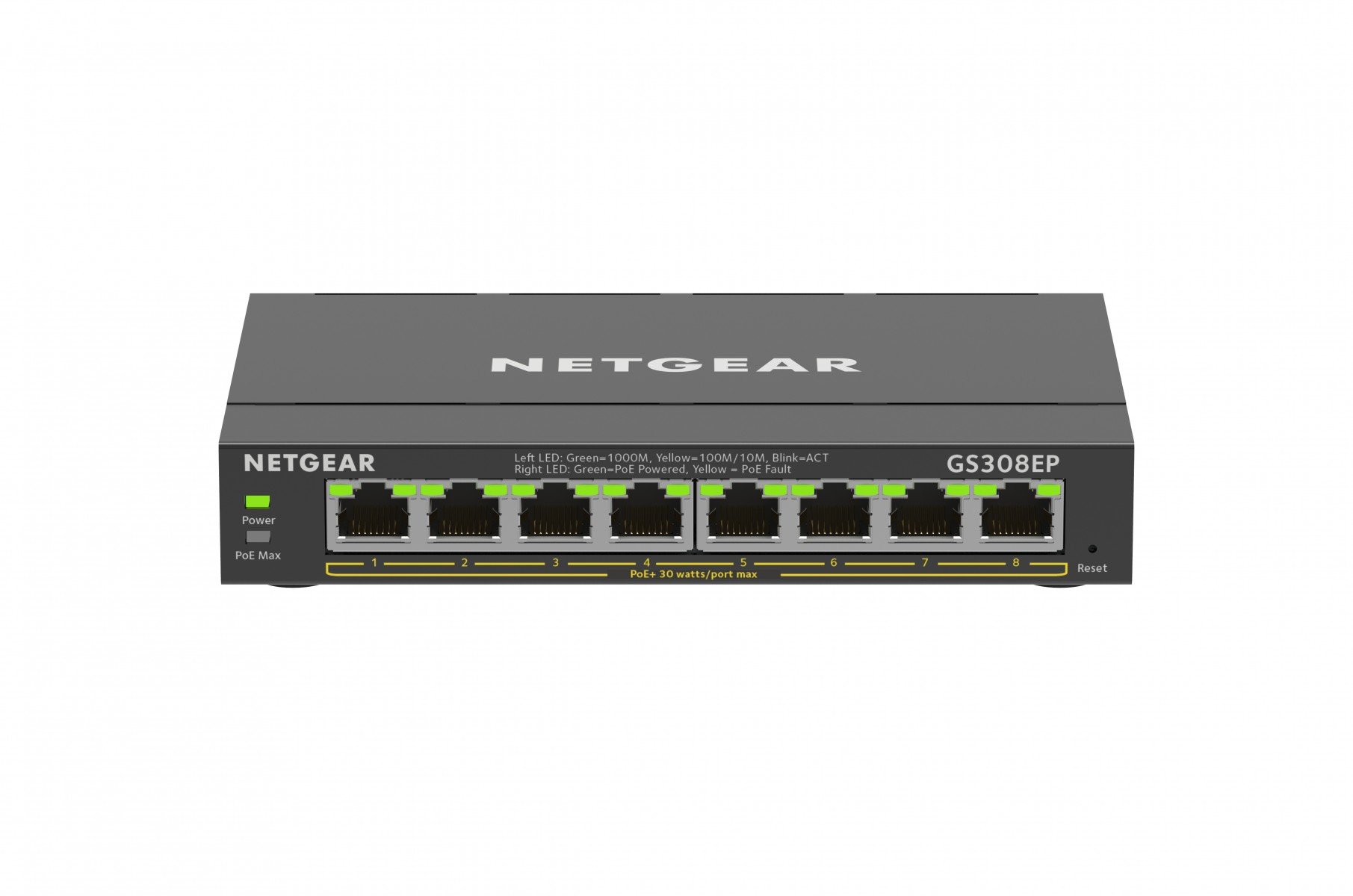 NETGEAR 8-Port Gigabit Ethernet PoE+ Plus Switch (GS308EP) Gestionate L2/L3 Gigabit Ethernet (10/100/1000) Power over Ethernet (PoE) Suport Negru
