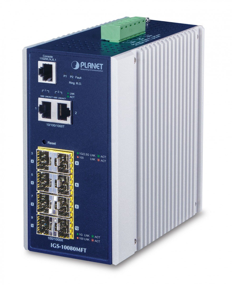 PLANET IGS-10080MFT switch-uri Gestionate Gigabit Ethernet (10/100/1000) Albastru, Alb – PLANET IGS-10080MFT