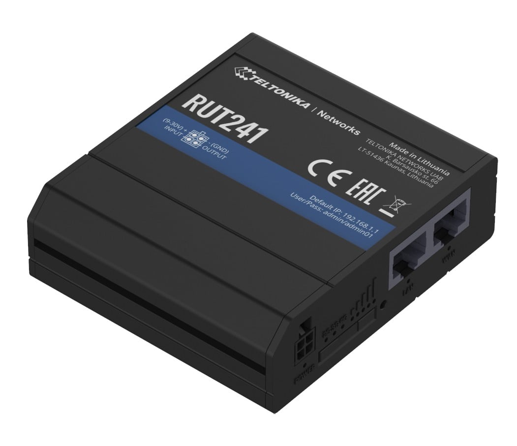 Teltonika RUT241010000 – Teltonika RUT241 Industrial 4G/LTE WiFi Router (MEIG) Teltonika RUT241 Industrial 4G/LTE WiFi Router (MEIG) – Teltonika RUT241010000