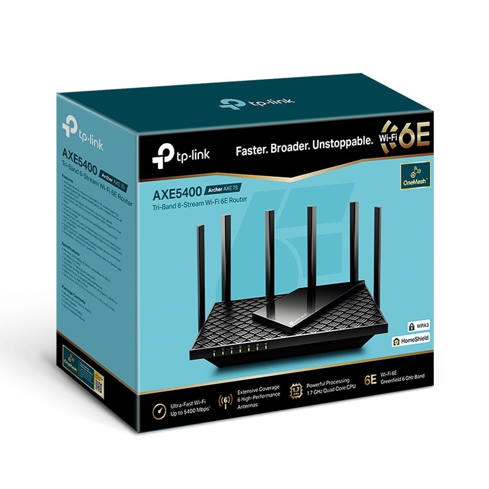 TP-Link Archer AXE75 router wireless Gigabit Ethernet Tri-band (2.4 GHz / 5 GHz / 6 GHz) Negru – TP-LINK ARCHER AXE75