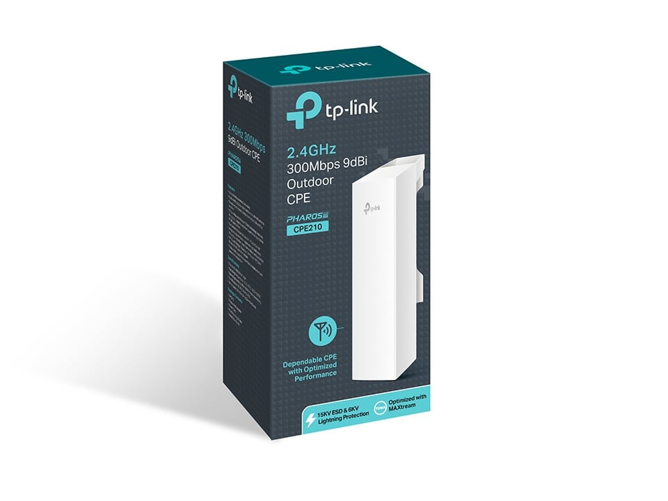 CPE210 | TP-LINK | Access Point Bridge, Wi-Fi 4, 2.4GHz, 9 dBi, 5 km, 1 x RJ45 10/100 Mbps, PoE pasiv - TP-Link CPE210 Access Point Bridge, Wi-Fi 4, 2.4GHz, 9 dBi, 5 km, 1 x RJ45 10/100 Mbps, PoE pasiv - TP-Link CPE210