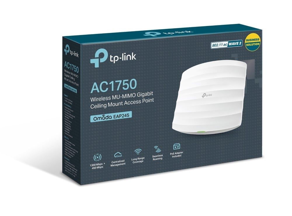 Access Point Wi-Fi 5, AC1750 Dual-Band, 3.5/4 dBi, 2 x RJ45 Gigabit, PoE - TP-Link Omada EAP245 – TP-LINK EAP245