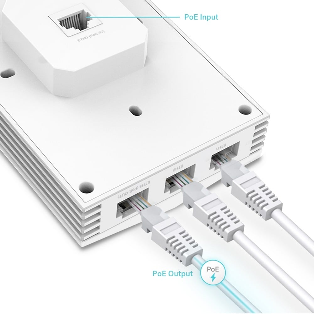 Access Point Wi-Fi 6, AX3000 Dual-Band, 3/5 dBi, 4 x RJ45 Gigabit, PoE - TP-Link Omada EAP655-wall