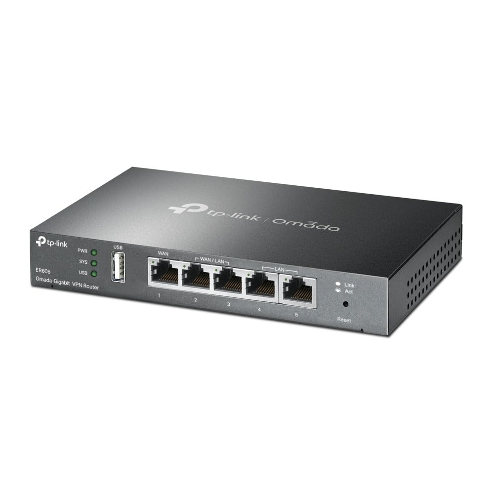 TP-LINK ER605 – Router VPN Gigabit 1 x RJ45 WAN, 2 x RJ45 LAN/WAN, 2 x RJ45 LAN, 1 x USB - TP-Link Omada ER605 Router VPN Gigabit 1 x RJ45 WAN, 2 x RJ45 LAN/WAN, 2 x RJ45 LAN, 1 x USB - TP-Link Omada ER605 – TP-LINK ER605