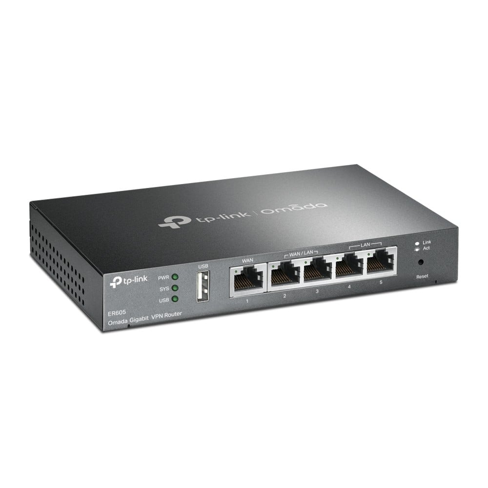 TP-LINK ER605 – Router VPN Gigabit 1 x RJ45 WAN, 2 x RJ45 LAN/WAN, 2 x RJ45 LAN, 1 x USB - TP-Link Omada ER605 Router VPN Gigabit 1 x RJ45 WAN, 2 x RJ45 LAN/WAN, 2 x RJ45 LAN, 1 x USB - TP-Link Omada ER605 – TP-LINK ER605