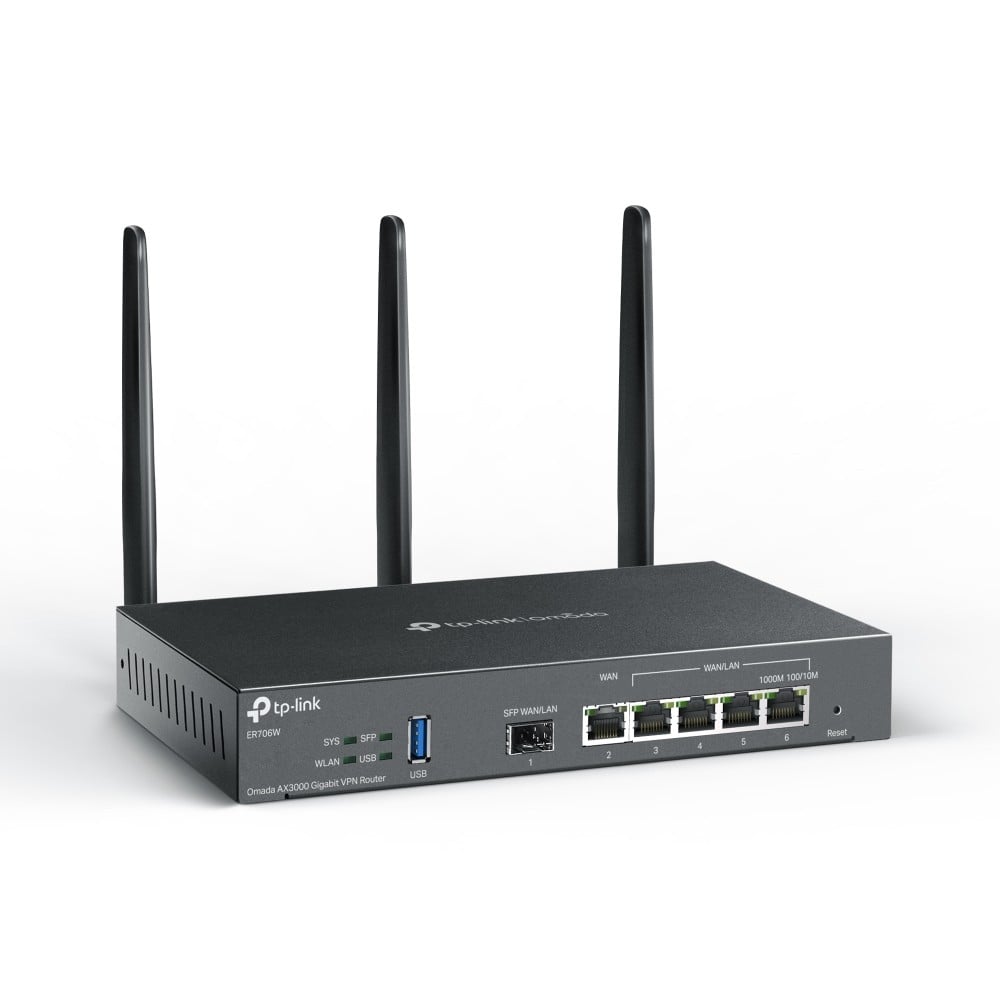 TP-LINK ER706W – Router VPN, Wi-Fi 6, AX3000, 1 x SFP Gigabit, 5 x RJ45 Gigabit, 1 x USB - TP-Link Omada ER706W Router VPN, Wi-Fi 6, AX3000, 1 x SFP Gigabit, 5 x RJ45 Gigabit, 1 x USB - TP-Link Omada ER706W – TP-LINK ER706W