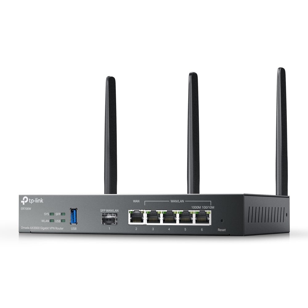 Router VPN, Wi-Fi 6, AX3000, 1 x SFP Gigabit, 5 x RJ45 Gigabit, 1 x USB - TP-Link Omada ER706W