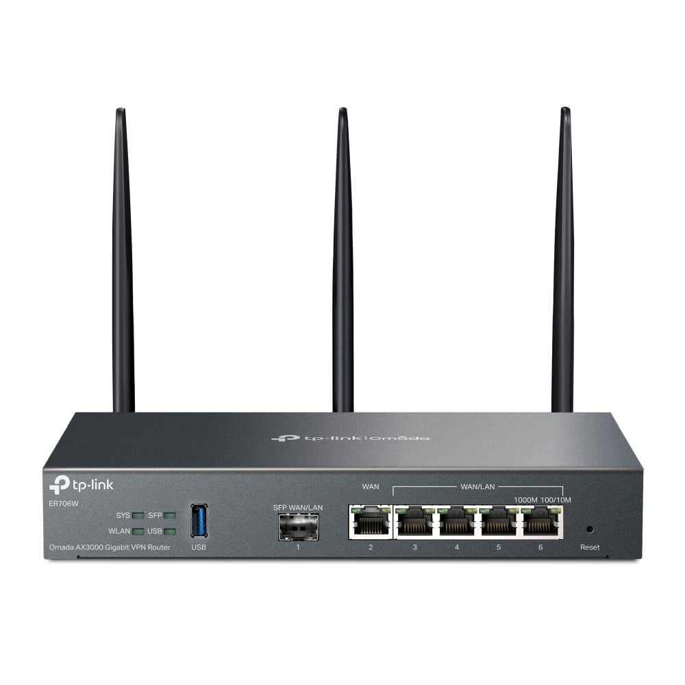 Router VPN, Wi-Fi 6, AX3000, 1 x SFP Gigabit, 5 x RJ45 Gigabit, 1 x USB - TP-Link Omada ER706W