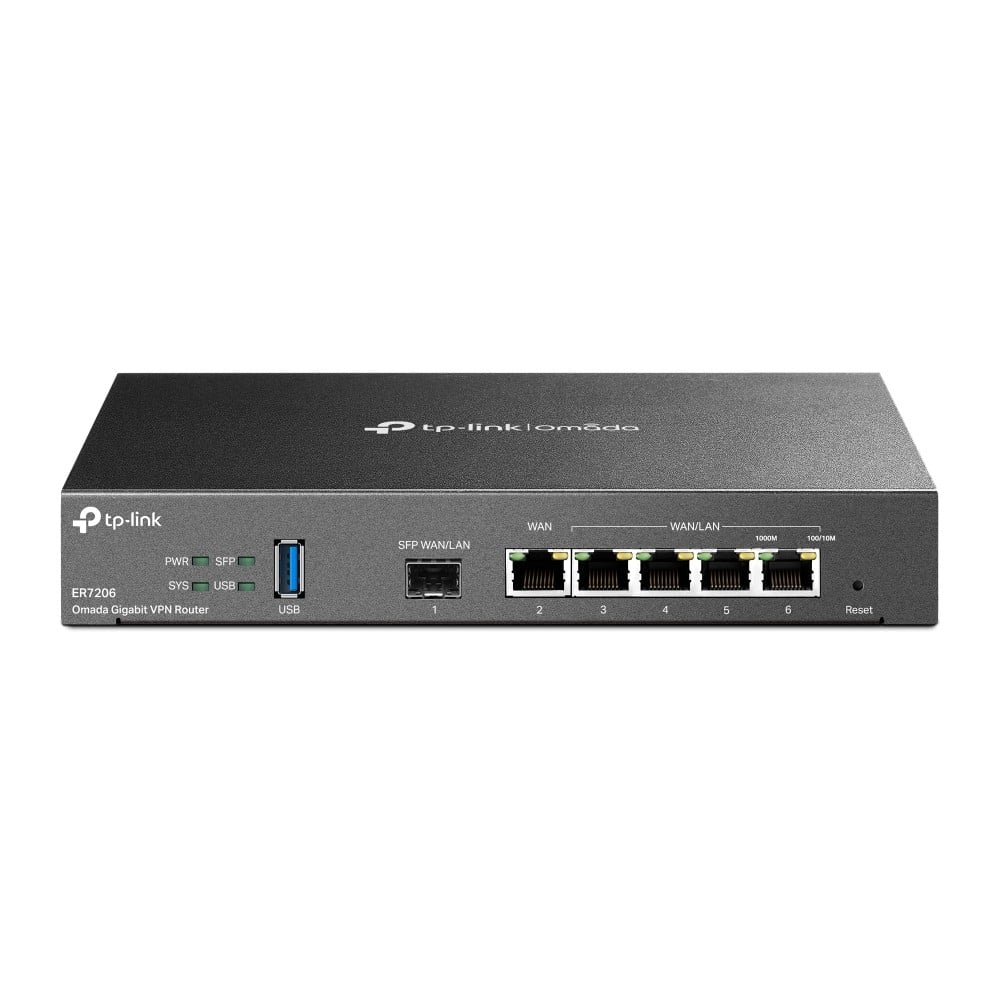 TP-LINK ER7206 – Router VPN, 1 x SFP Gigabit, 5 x RJ45 Gigabit, 1 x USB - TP-Link Omada ER7206 Router VPN, 1 x SFP Gigabit, 5 x RJ45 Gigabit, 1 x USB - TP-Link Omada ER7206 – TP-LINK ER7206