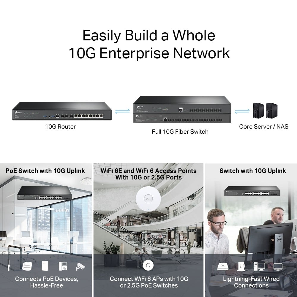 TP-LINK ER8411 – Router VPN, 2 x SFP+ 10G, 1 x SFP Gigabit, 8 x RJ45 Gigabit, 2 x USB, 1U - TP-Link Omada ER8411 Router VPN, 2 x SFP+ 10G, 1 x SFP Gigabit, 8 x RJ45 Gigabit, 2 x USB, 1U - TP-Link Omada ER8411 – TP-LINK ER8411