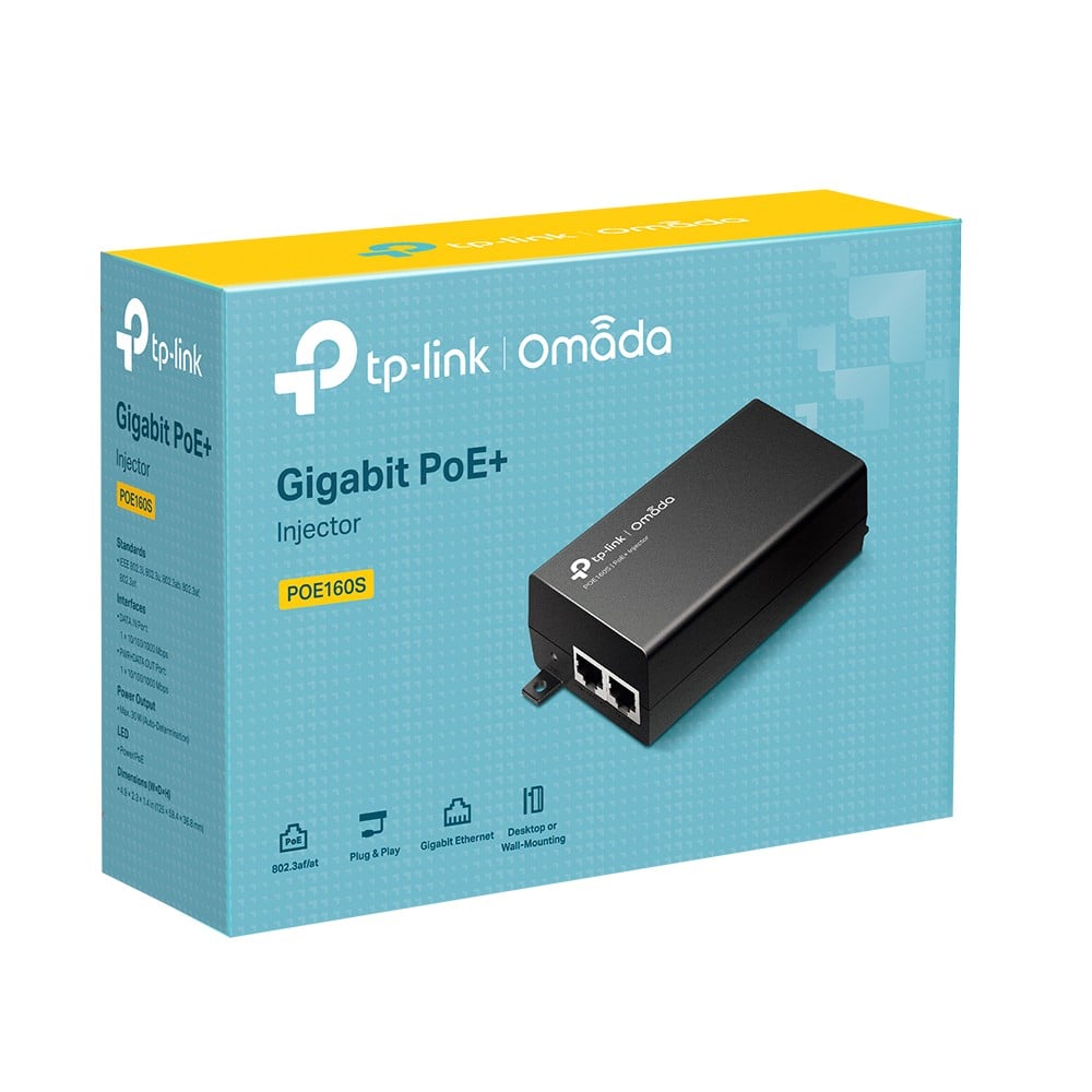 Injector PoE+, 2 x RJ45 Gigabit, 30W - TP-Link Omada POE160S – TP-LINK POE160S