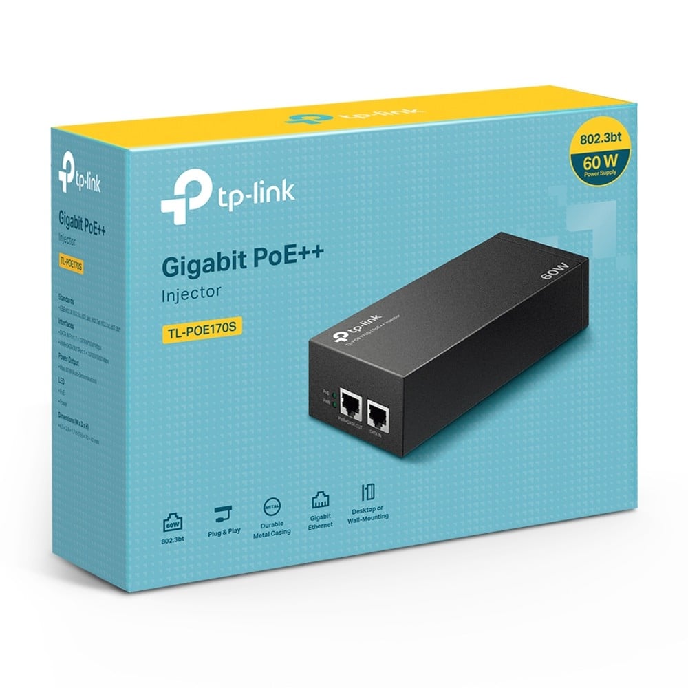 Injector PoE++, 2 x RJ45 Gigabit, 60W - TP-Link Omada POE170S – TP-LINK POE170S