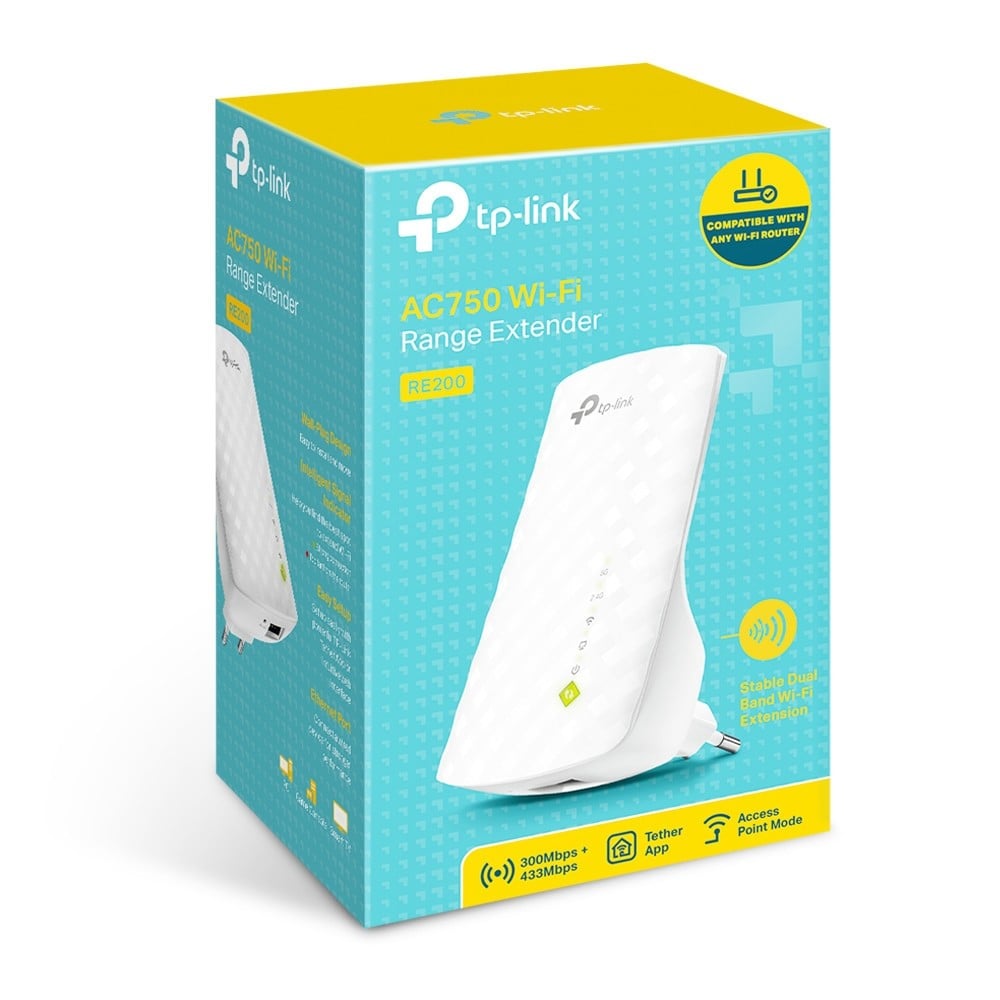 Range Extender Wi-Fi 5, AC750 Dual-Band, 1 x RJ45 10/100 Mbps - TP-Link RE200