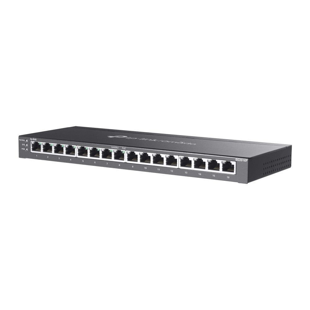 Switch 8 porturi RJ45 Gigabit PoE, 8 x RJ45 Gigabit, Buget PoE 120W, Management - TP-Link Omada SG2016P