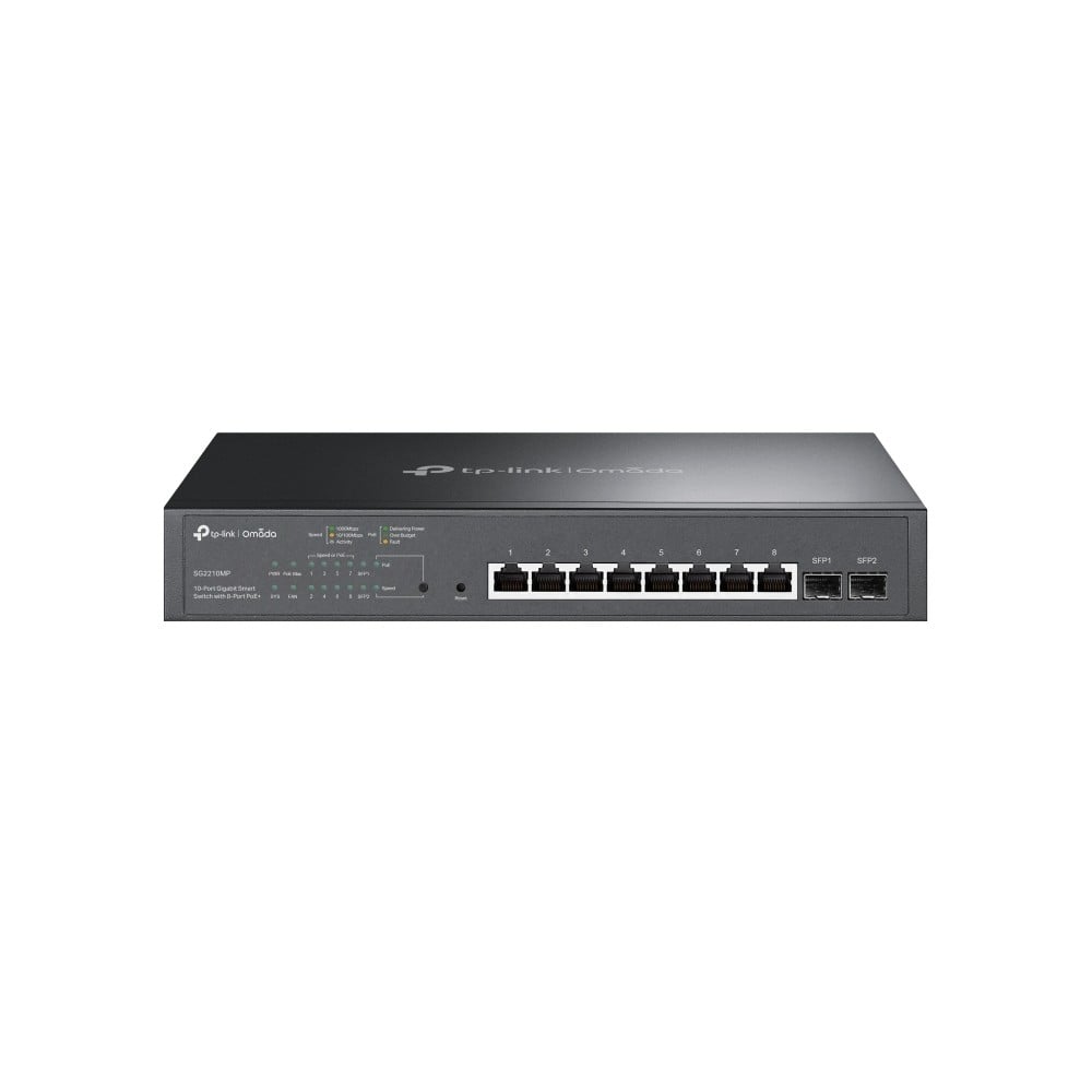 Switch 8 porturi RJ45 Gigabit PoE, 2 x SFP Gigabit, Buget PoE 150W, Management - TP-Link Omada SG2210MP