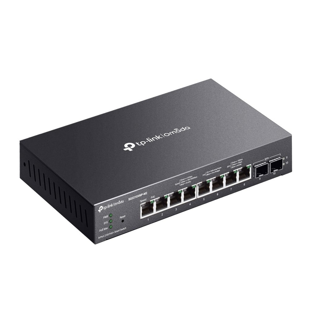 TP-LINK SG2210XMP-M2 – Switch 8 porturi PoE RJ45 2.5G, 2 x SFP+ 10G, L2 Management - TP-Link Omada SG2210XMP-M2 Switch 8 porturi PoE RJ45 2.5G, 2 x SFP+ 10G, L2 Management - TP-Link Omada SG2210XMP-M2 – TP-LINK SG2210XMP-M2