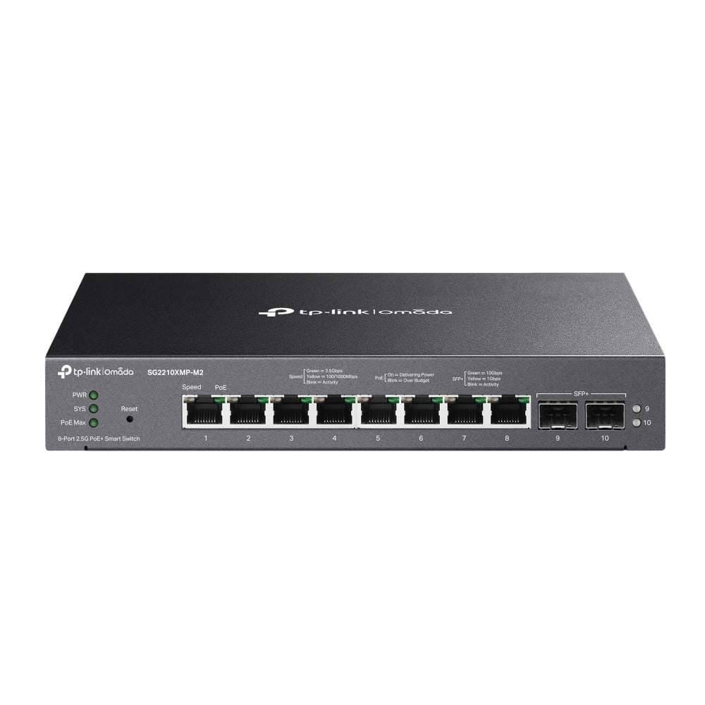 Switch 8 porturi PoE RJ45 2.5G, 2 x SFP+ 10G, L2 Management - TP-Link Omada SG2210XMP-M2