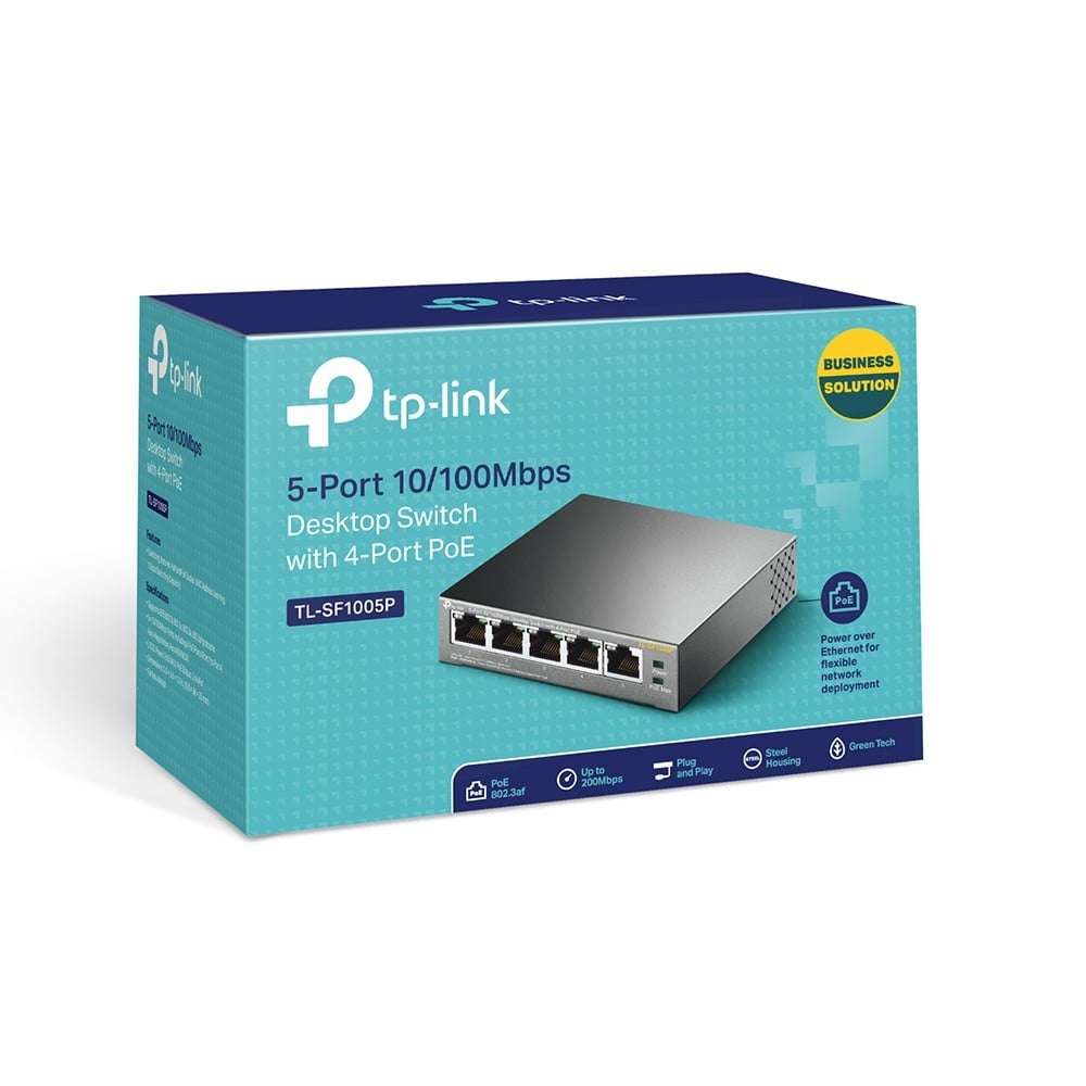 Switch 4 porturi RJ45 10/100 Mbps PoE, 1 port RJ45 10/100 Mbps, Buget PoE 67W, Unmanaged - TP-Link TL-SF1005P – TP-LINK TL-SF1005P