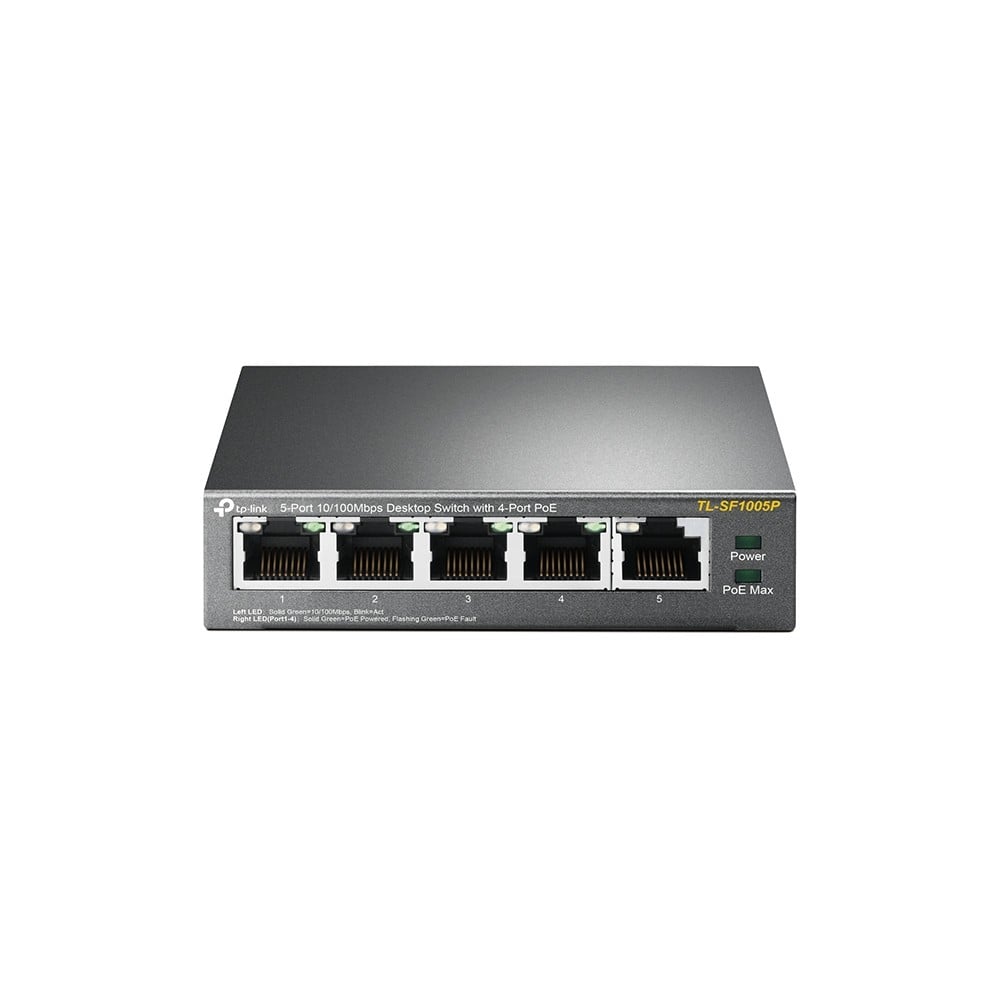 Switch 4 porturi RJ45 10/100 Mbps PoE, 1 port RJ45 10/100 Mbps, Buget PoE 67W, Unmanaged - TP-Link TL-SF1005P – TP-LINK TL-SF1005P