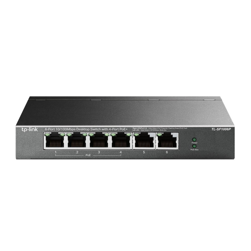 Switch 4 porturi RJ45 10/100 Mbps PoE, 2 x RJ45 10/100 Mbps, Buget PoE 67W, Unmanaged - TP-Link TL-SF1006P – TP-LINK TL-SF1006P