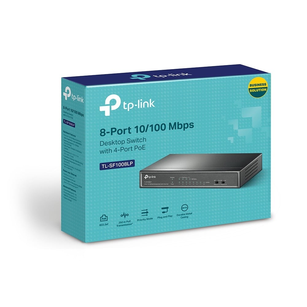Switch 4 porturi RJ45 10/100 Mbps PoE, 4 x RJ45 10/100 Mbps, Buget PoE 41W, Unmanaged - TP-Link TL-SF1008LP – TP-LINK TL-SF1008LP