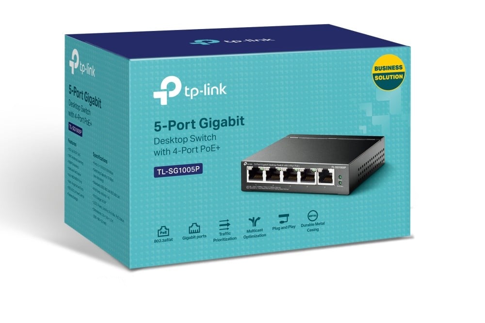 Switch 4 porturi PoE Gigabit, 1 port RJ45 Gigabit, Unmanaged - TP-Link TL-SG1005P