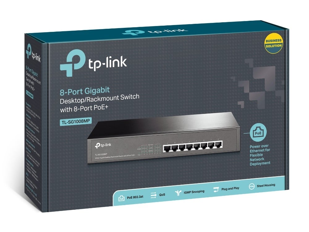 Switch 8 x RJ45 Gigabit PoE, Buget PoE 153W, Unmanaged - TP-Link TL-SG1008MP