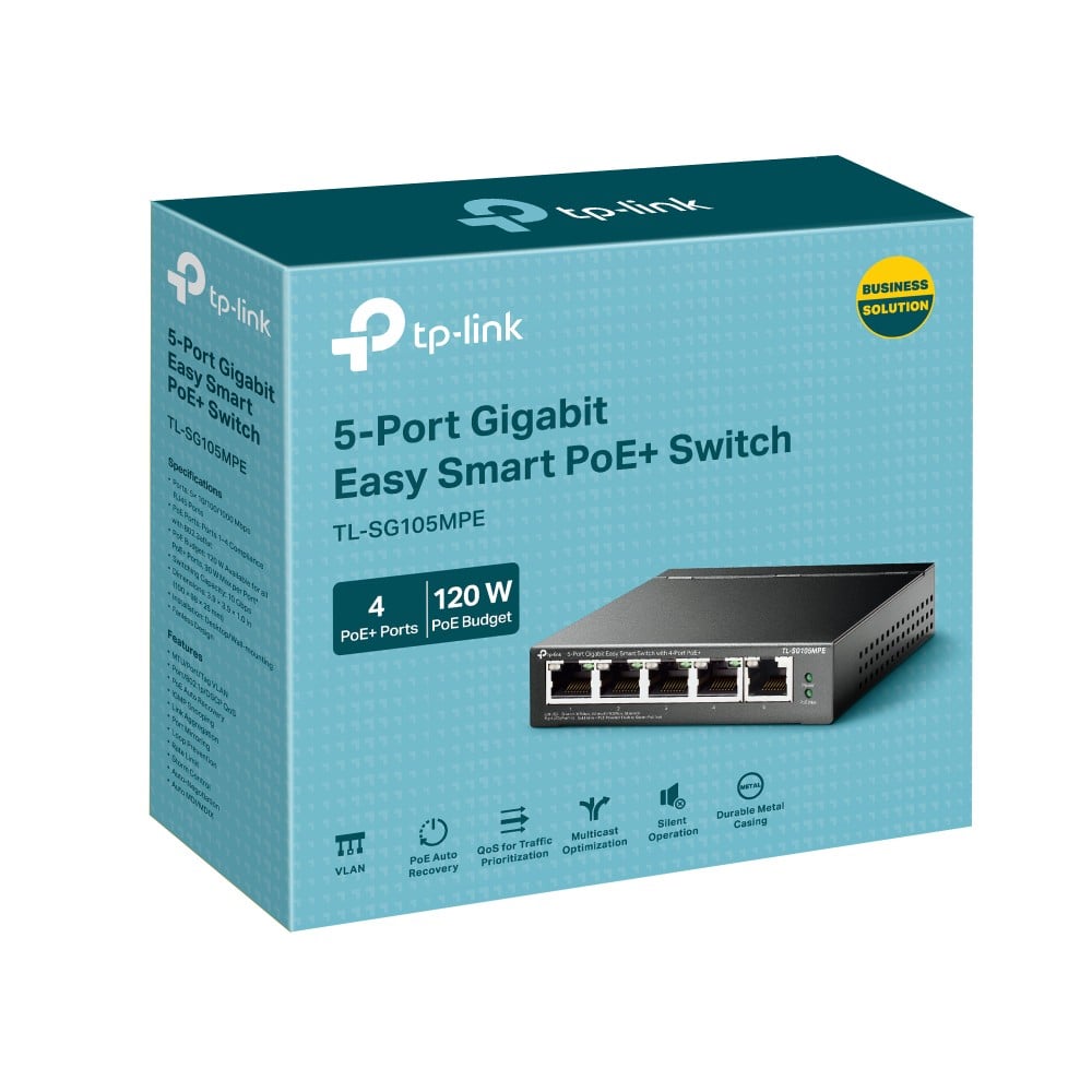 Switch Easy Smart, 4 porturi PoE RJ45 Gigabit, 1 port RJ45 Gigabit, Managed - TP-Link TL-SG105MPE