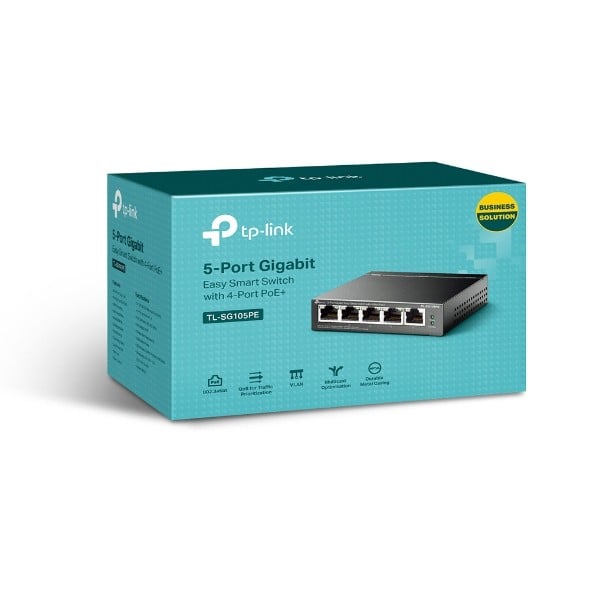 Switch 4 x RJ45 Gigabit PoE, 1 x RJ45 Gigabit, Buget PoE 65W, Easy Smart Managed - TP-Link TL-SG105PE