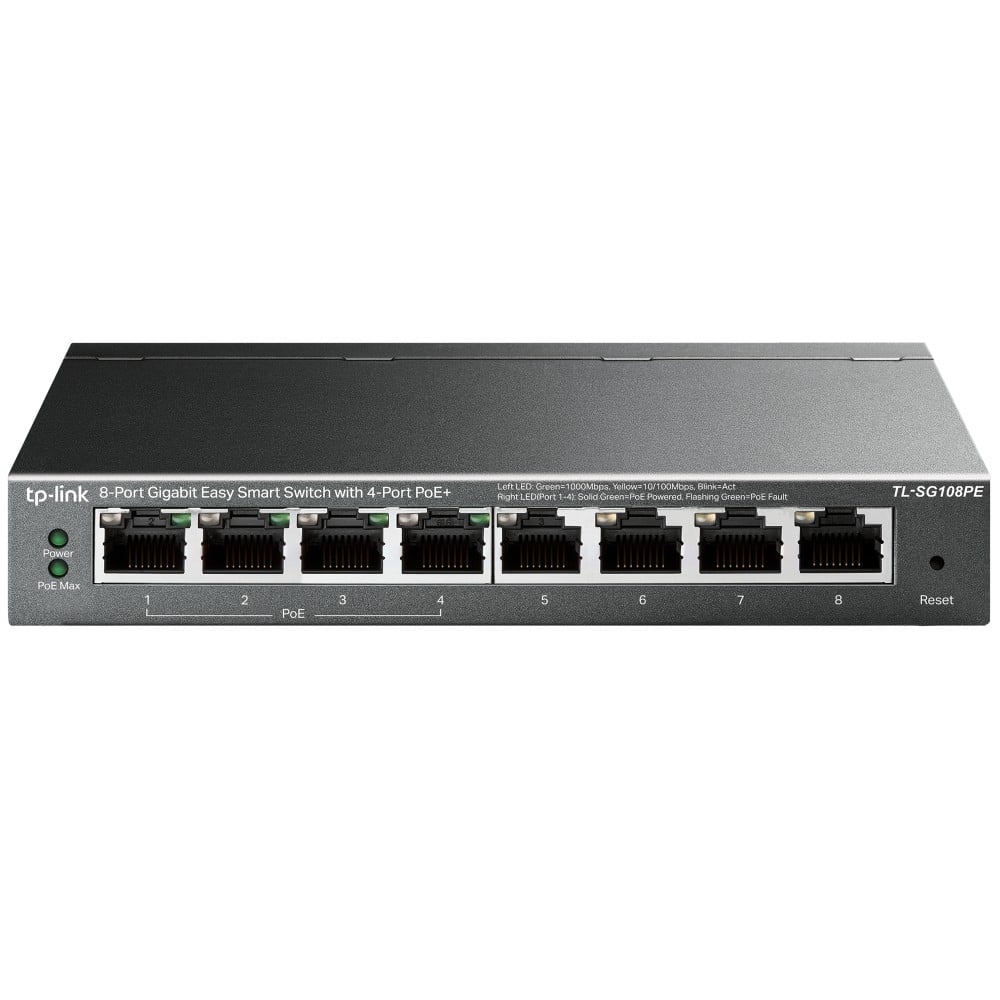 Switch Easy Smart, 4 porturi PoE RJ45 Gigabit, 4 porturi RJ45 Gigabit, Managed - TP-Link TL-SG108PE