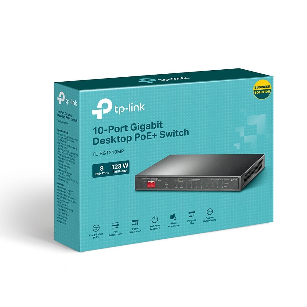 TL-SG1210MP | TP-LINK | Switch 8 x RJ45 1G PoE, 1 x RJ45 1G, 1 x combo RJ45/SFP 1G, Buget PoE 123W, Unmanaged - TP-Link TL-SG1210MP Switch 8 x RJ45 1G PoE, 1 x RJ45 1G, 1 x combo RJ45/SFP 1G, Buget PoE 123W, Unmanaged - TP-Link TL-SG1210MP