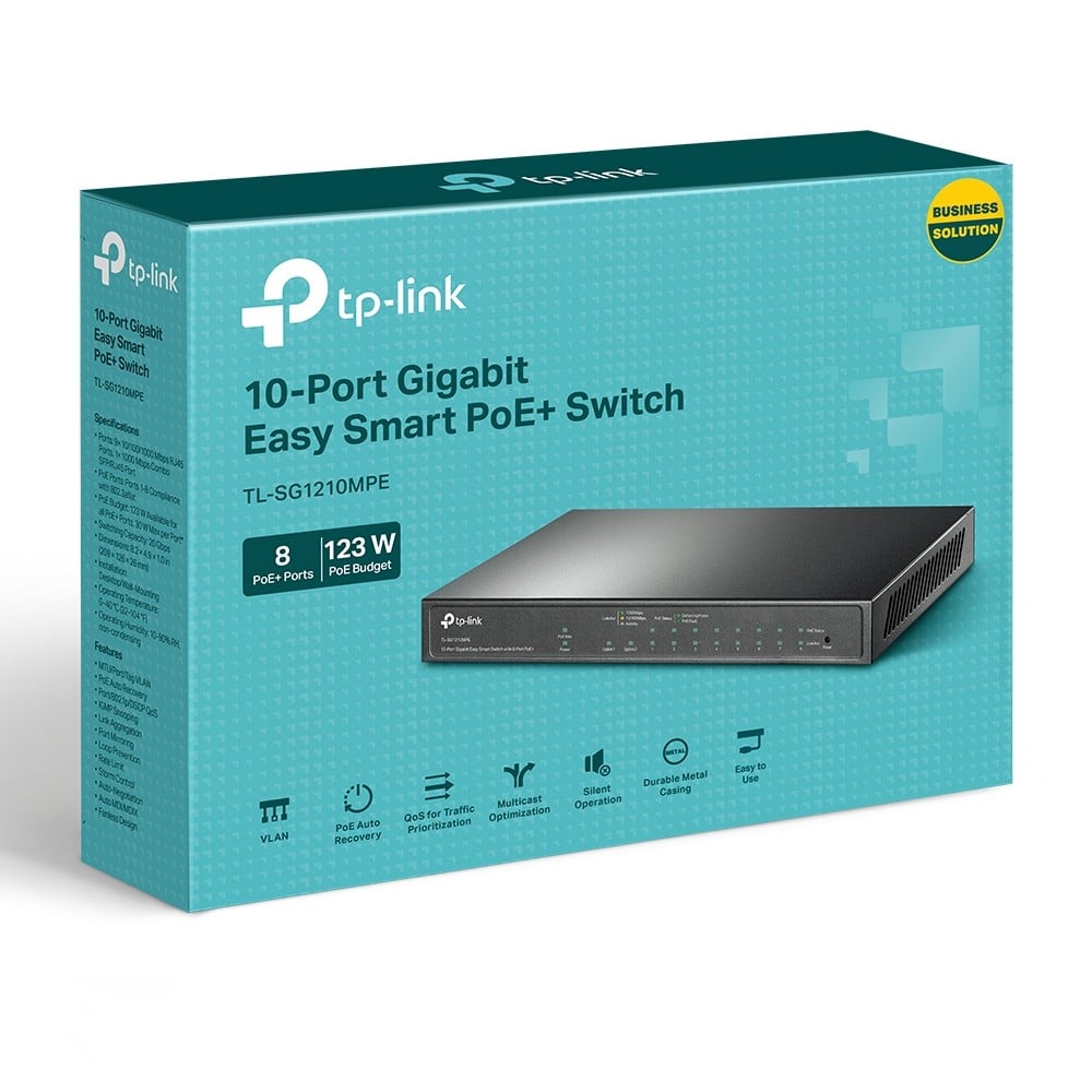 TL-SG1210MPE | TP-LINK | Switch 8 porturi PoE+ Gigabit, 1 x RJ45 Gigabit, 1 x Combo SFP/RJ45 Gigabit, Managed - TP-Link TL-SG1210MPE Switch 8 porturi PoE+ Gigabit, 1 x RJ45 Gigabit, 1 x Combo SFP/RJ45 Gigabit, Managed - TP-Link TL-SG1210MPE