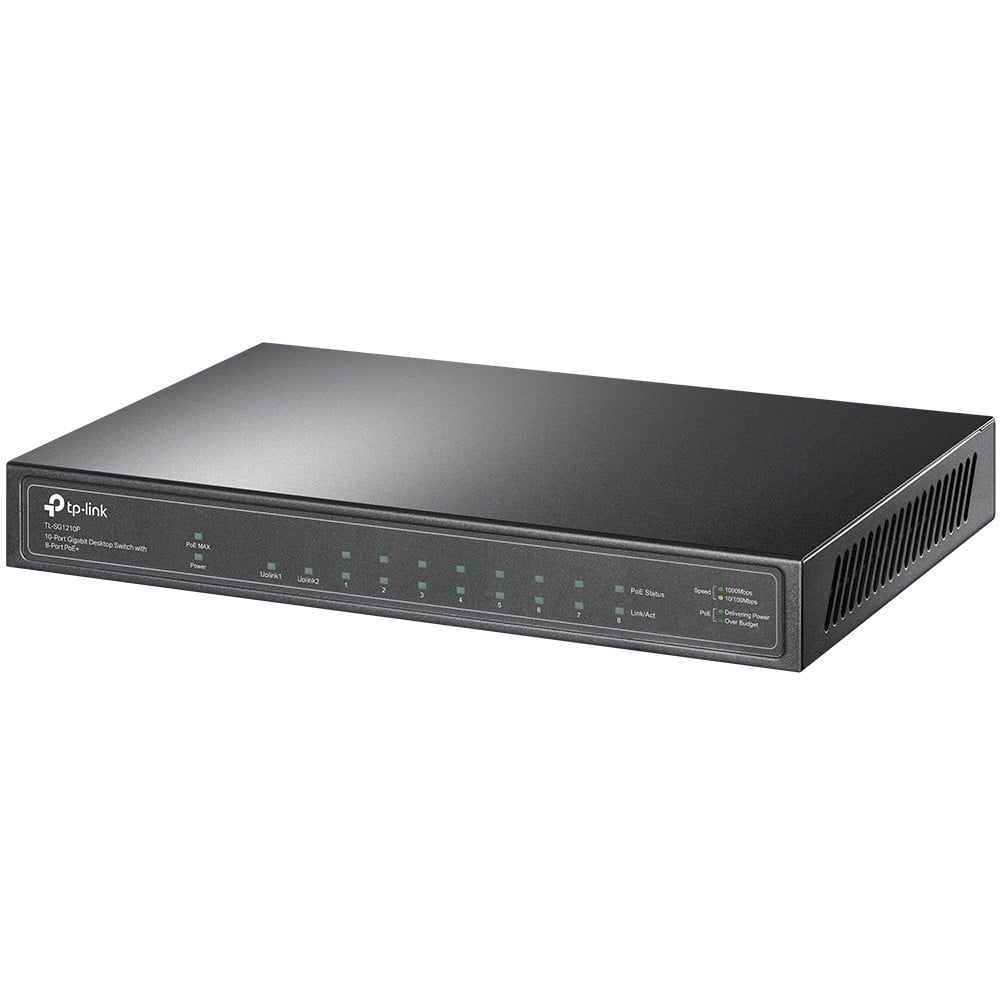 Switch 8 x  RJ45 Gigabit PoE, 1 x RJ45 Gigabit, Buget PoE 63W, Unmanaged - TP-Link TL-SG1210P