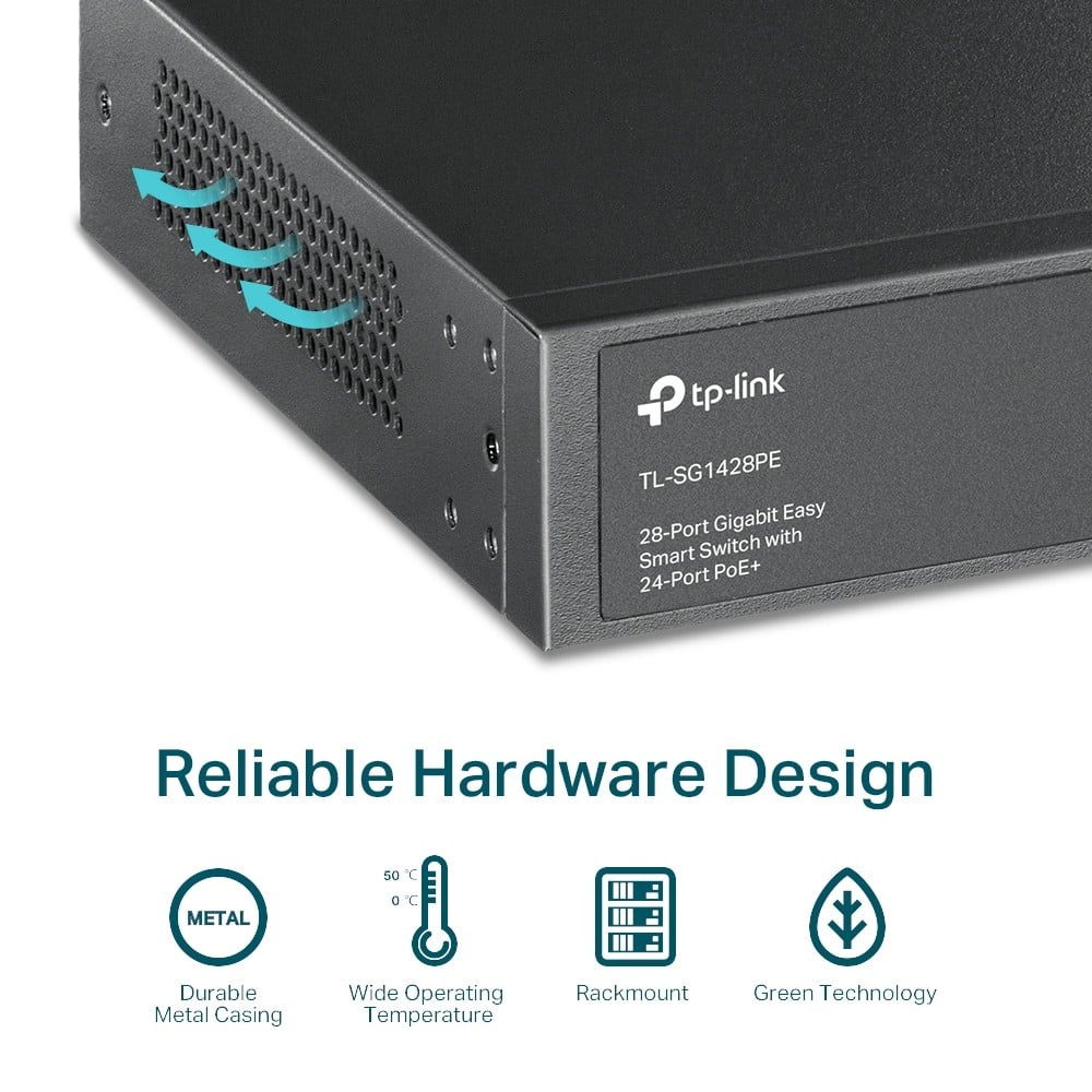 TL-SG1428PE | TP-LINK | Switch 24 porturi PoE+ Gigabit, 2 porturi RJ45 Gigabit, 2 x SFP Gigabit, Managed - TP-Link TL-SG1428PE Switch 24 porturi PoE+ Gigabit, 2 porturi RJ45 Gigabit, 2 x SFP Gigabit, Managed - TP-Link TL-SG1428PE