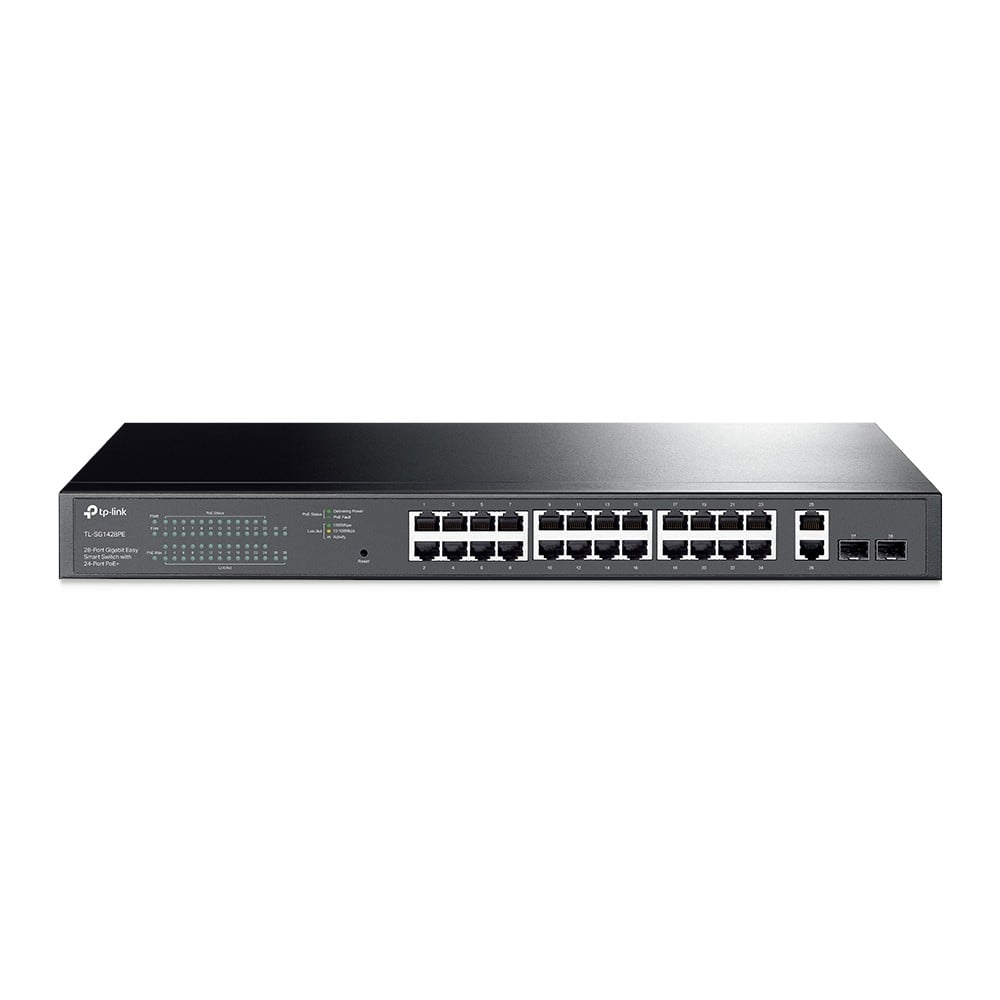 TL-SG1428PE | TP-LINK | Switch 24 porturi PoE+ Gigabit, 2 porturi RJ45 Gigabit, 2 x SFP Gigabit, Managed - TP-Link TL-SG1428PE Switch 24 porturi PoE+ Gigabit, 2 porturi RJ45 Gigabit, 2 x SFP Gigabit, Managed - TP-Link TL-SG1428PE