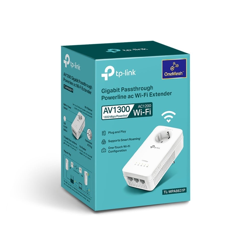 TL-WPA8631P | TP-LINK | Powerline AV1300, Wi-Fi 5, AC1200 Dual-Band, 3 x RJ45 Gigabit - TP-Link TL-WPA8631P Powerline AV1300, Wi-Fi 5, AC1200 Dual-Band, 3 x RJ45 Gigabit - TP-Link TL-WPA8631P