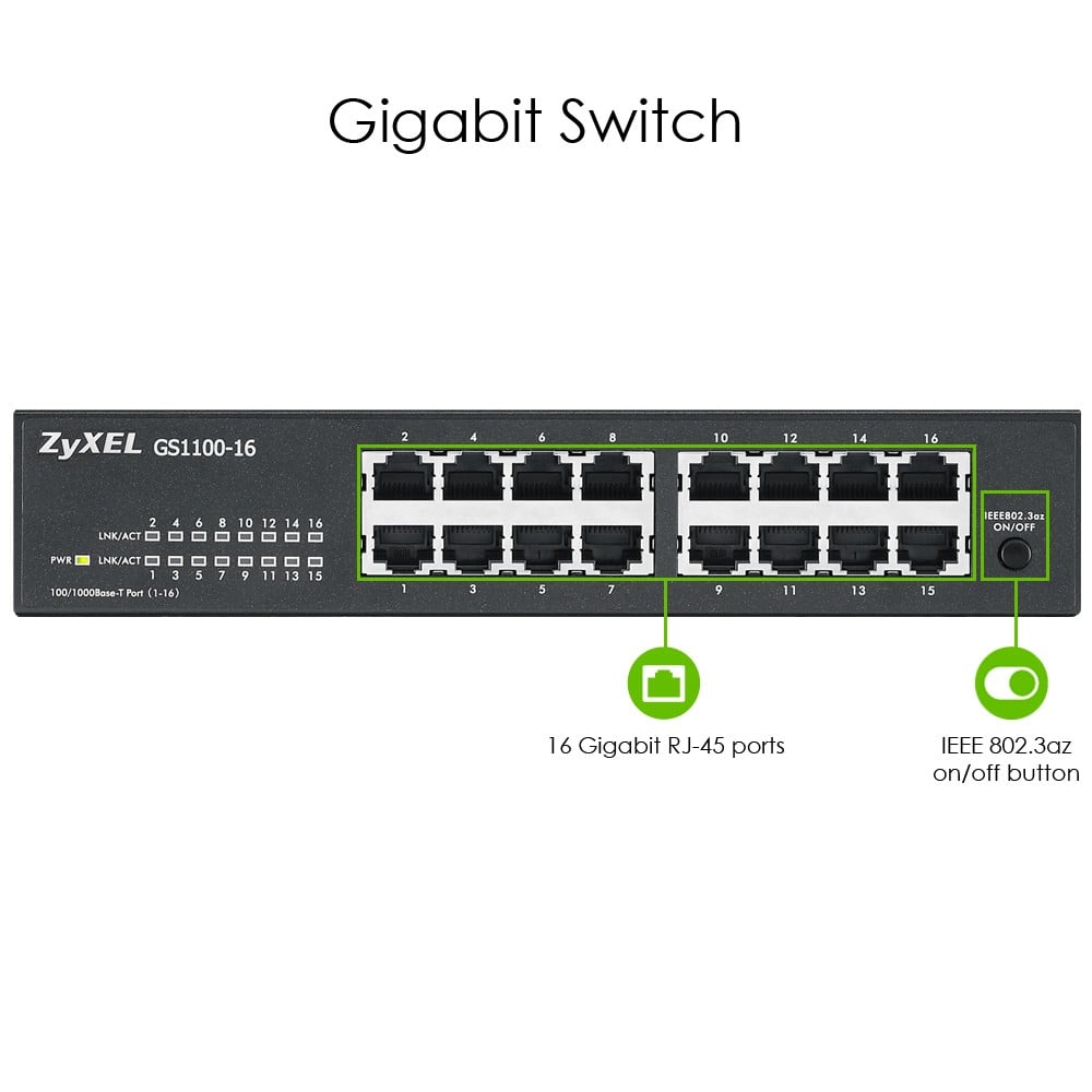 Zyxel GS1100-16 Fara management Gigabit Ethernet (10/100/1000)